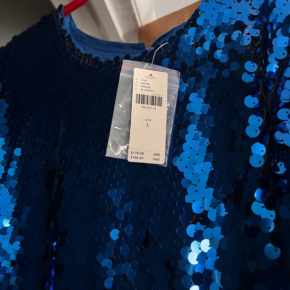 Anthropologie Shimmering Blue Sequin Dress - Picture 2 of 3